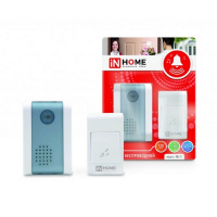 Фото товара - Звонок беспроводной ЗБ-2 32 мелодии 120м с цифровым кодированием с кнопкой БЕЛО-СЕРЫЙ IN HOME