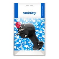 Фото товара - Вилка Smartbuy, угловая плоская (8 мм) с/з с кольцом черная 16А 250В (SBE-16-P11-b)